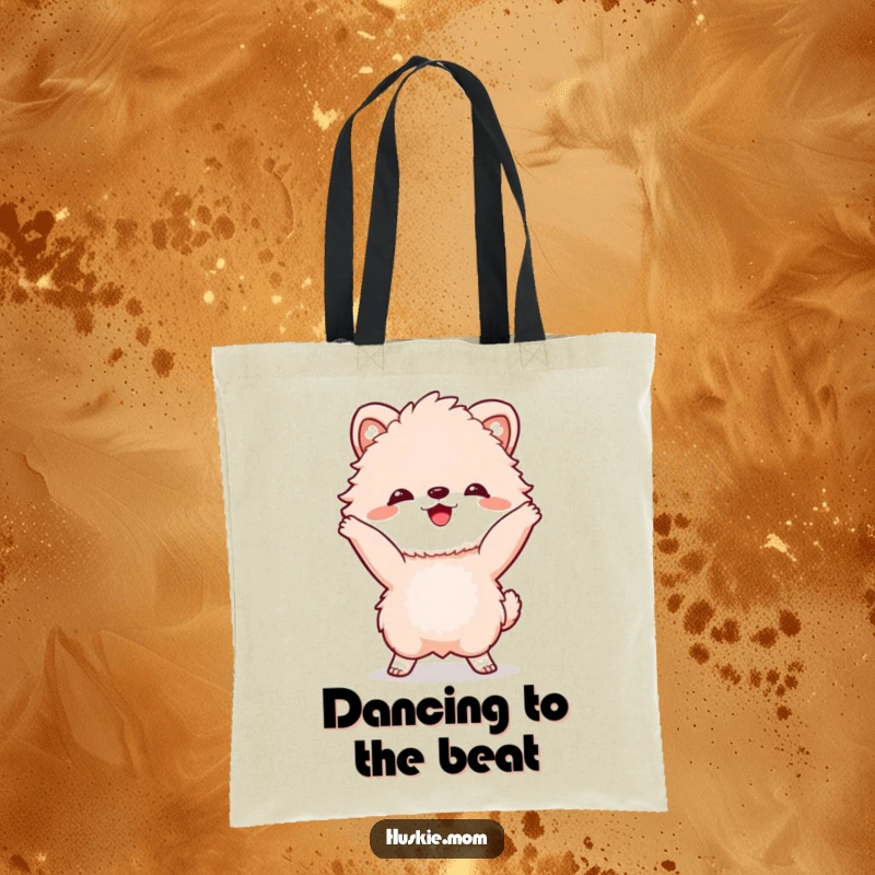Funny Tote Bag: A grinning fluffy animal performing a lively dance, ready to bring fun wherever it goes.