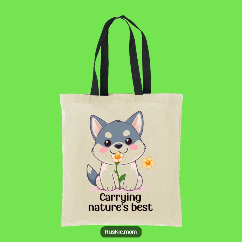 Funny Kawaii Husky Tote Bag: Carry Your Essentials with This Adorable Flower Gift